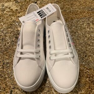 Superga Womens 9 2790A COTW White Canvas Platform Sneakers Shoes